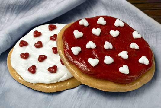 Valentine Glass Sugar Cookies Sprinkled with Hearts (76-223+)