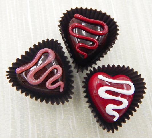 Heart-Shaped Chocolate Treats with Drizzles of Creamy Frosting - Assorted Colors (14-059+)
