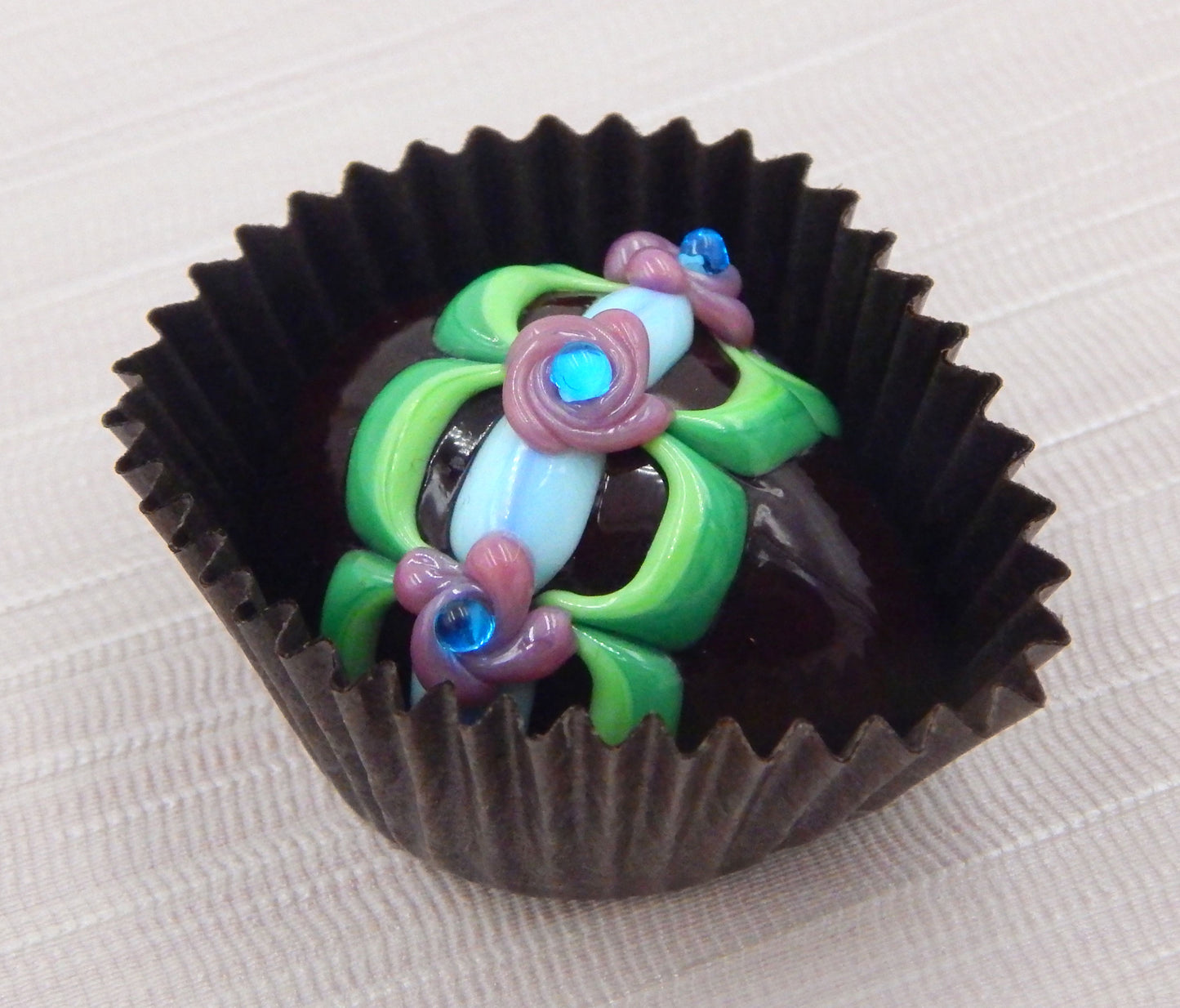 Chocolate Decorated Easter Egg with Flower Band (24-029+)