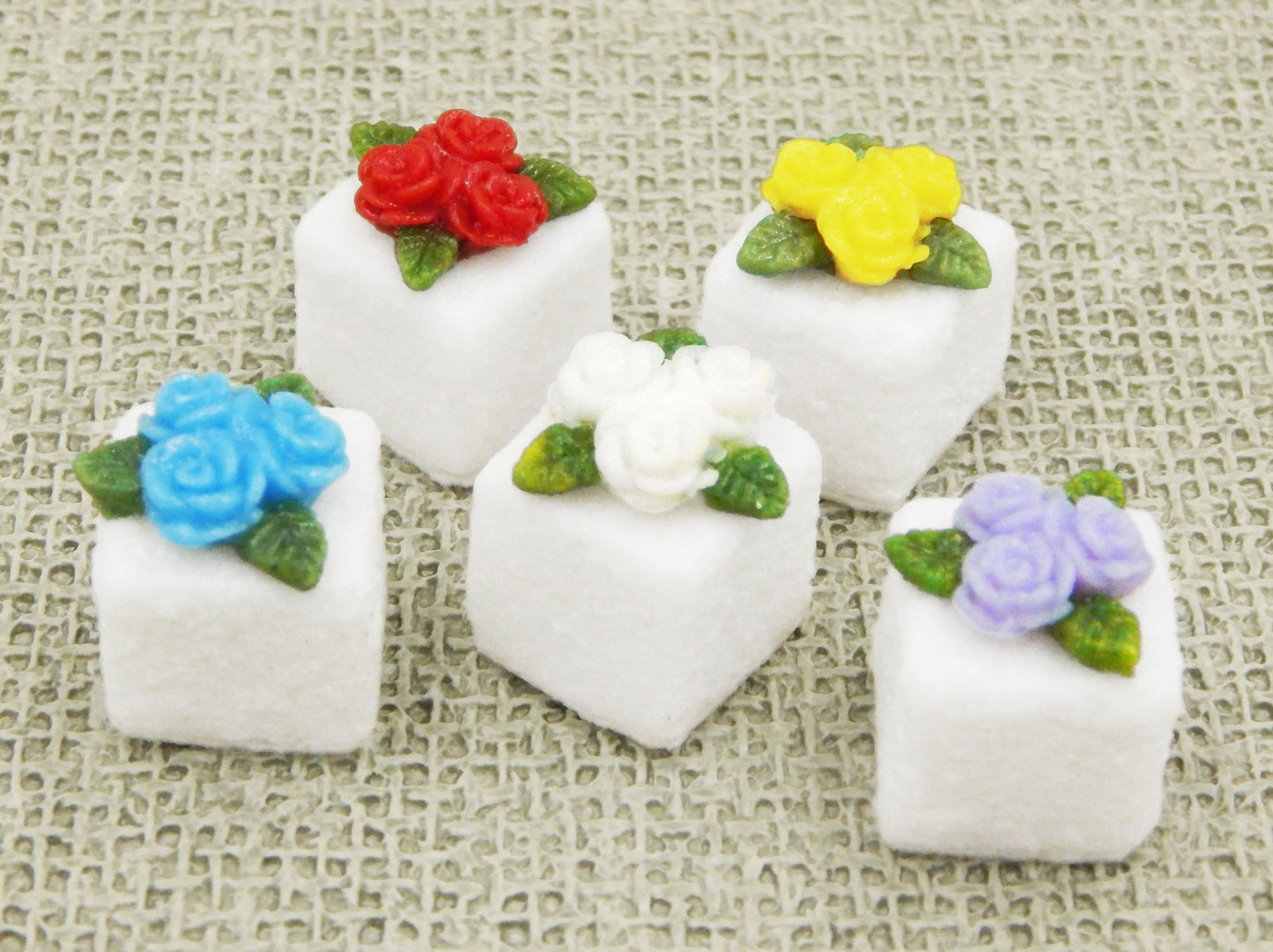 Rose Bouquet Glass Sugar Cubes - Assorted Colors (SC11-003+)