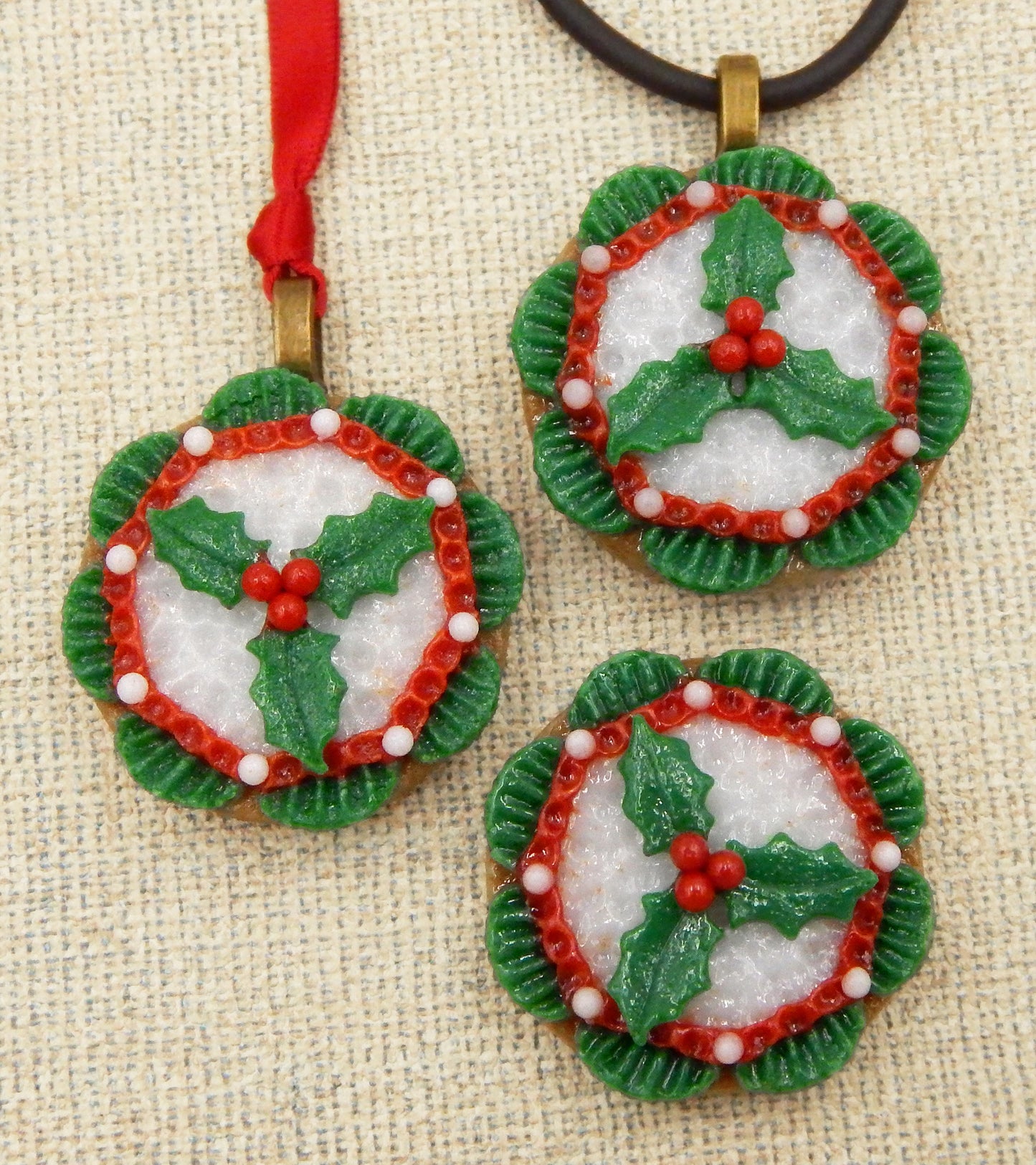 Glass  Christmas Tea Cookie,  Mini Ornament or Pendant (71-100+)