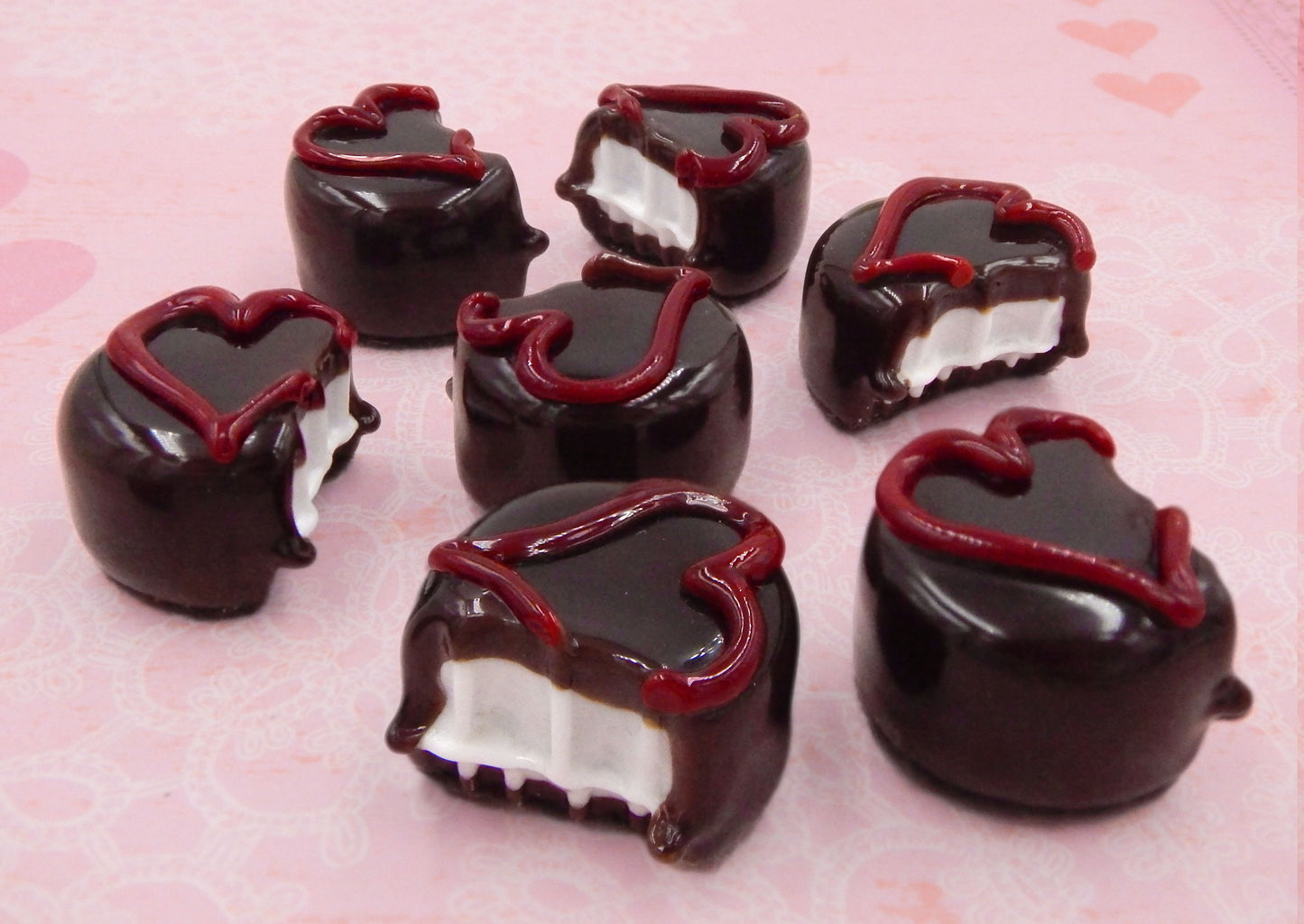 Bitten Chocolate with Dark Cherry Red Heart (B14-011CHW)