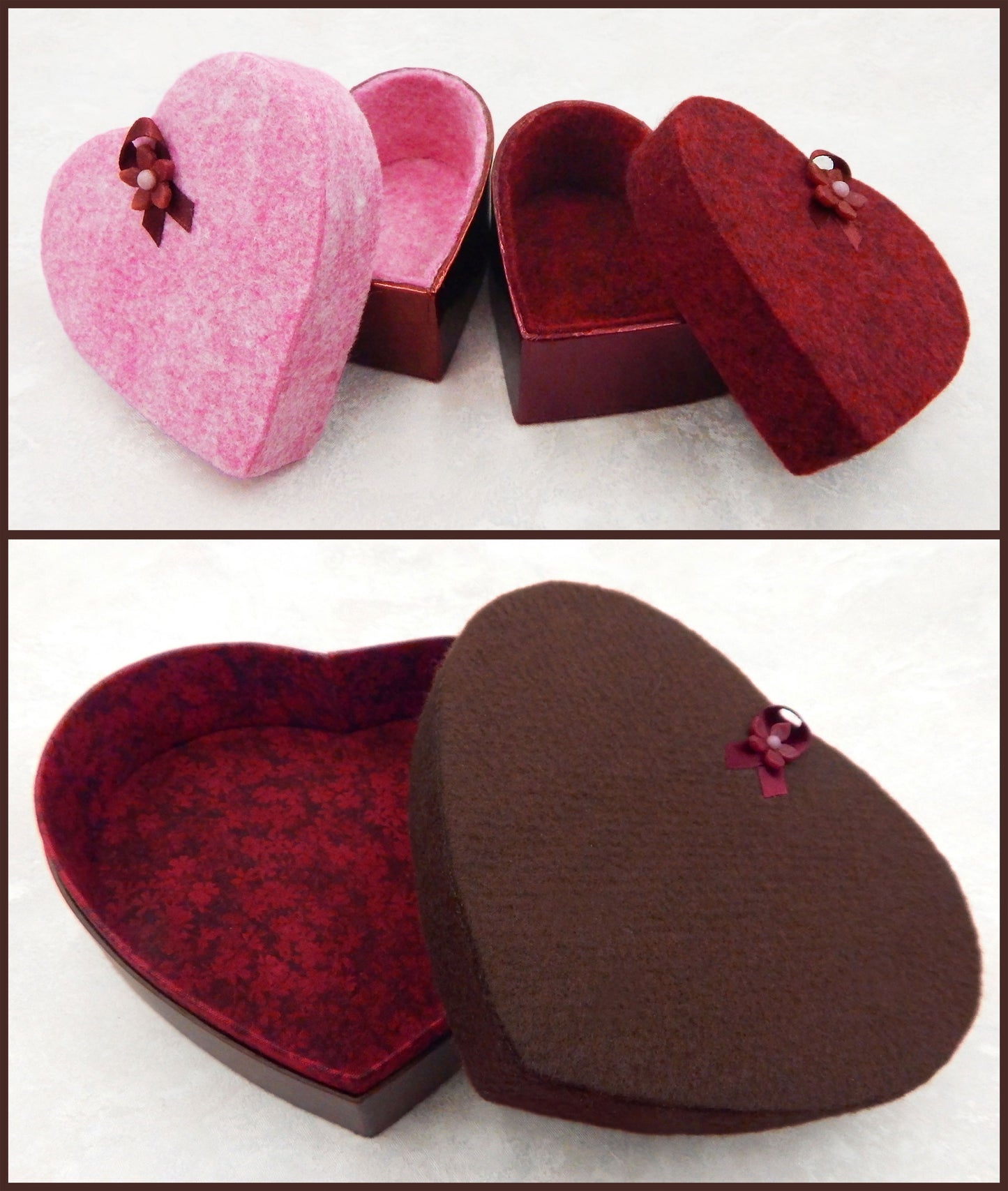 Empty Deep Red Heart Box for 3 Art Glass Chocolates (BxEHR3)