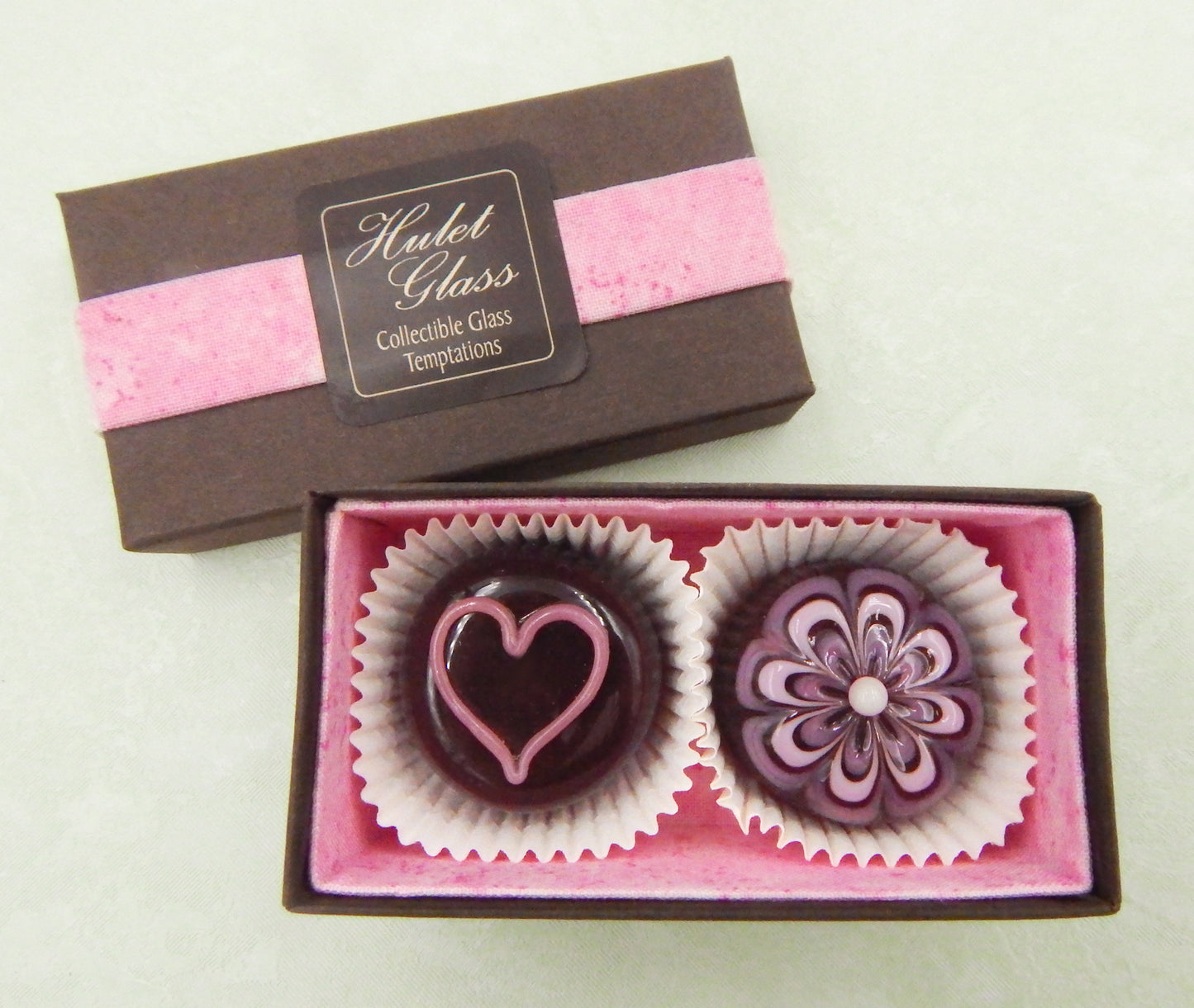 Empty Box for 2 Art Glass Chocolates - Pink (BxERP2)