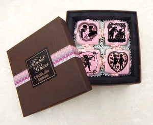 Box of 4 Valentine Glass Chocolates (BxR4-20800)