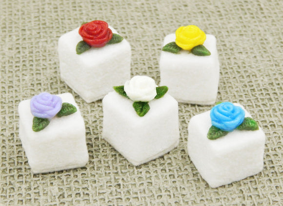 Single Rose Glass Sugar Cube - Assorted Colors (SC11-001+)